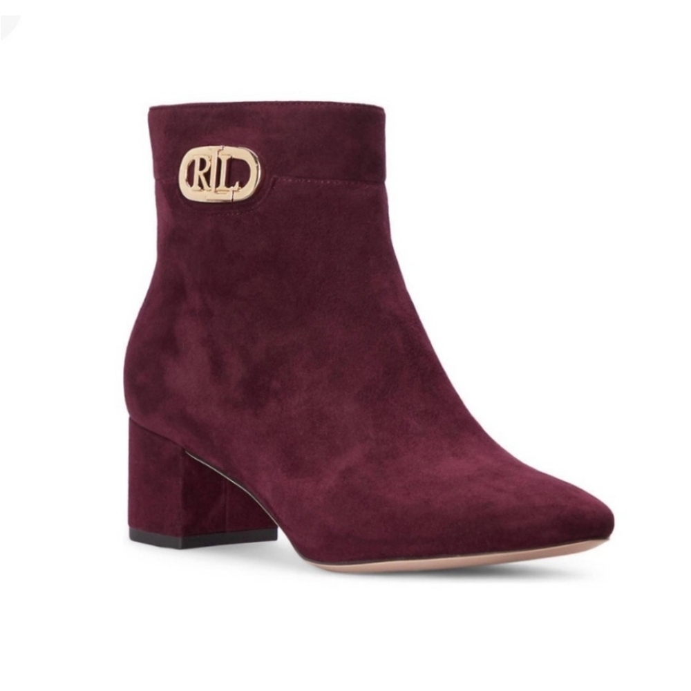 Ralph Lauren burgundy suede booties